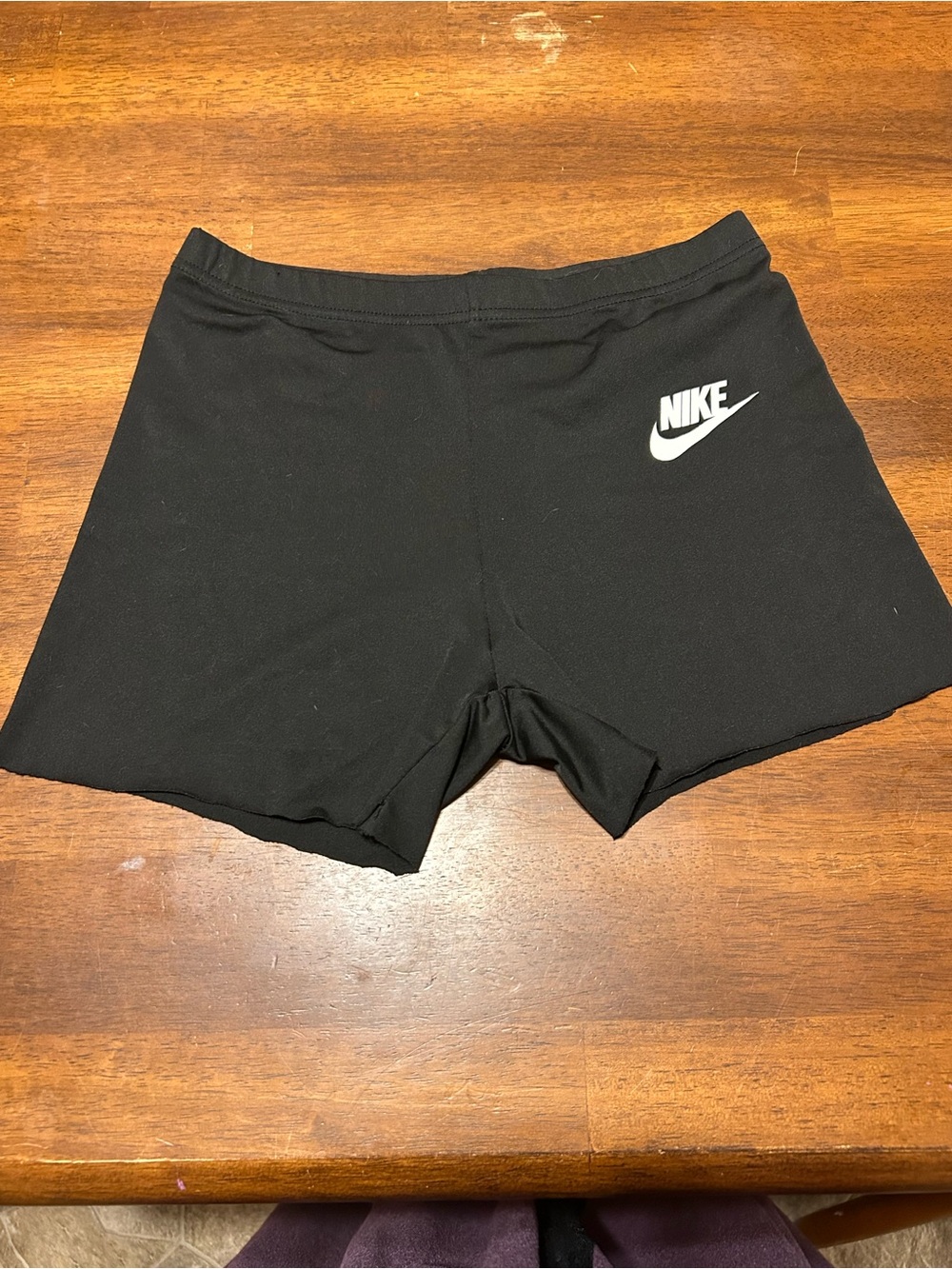Cut off Nike Women's Black Athletic Shorts with White Logo